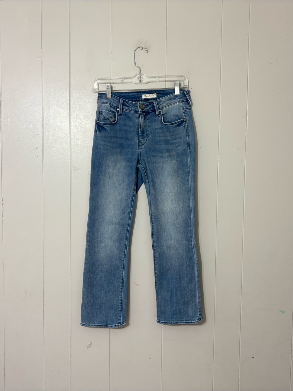 Unpublished Cropped Flare Jeans Size 25 Split Hem Kick Flare Light Wash Denim